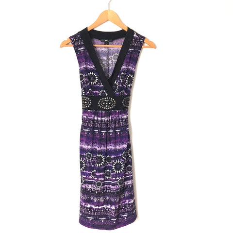 BCX Black and Purple Studded Detail Dress- Size XS