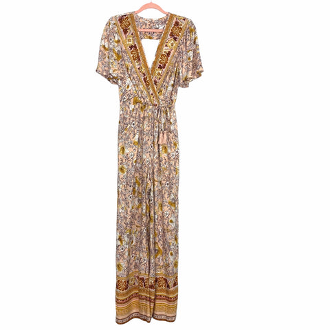 Band of Gypsies Blush Gold Floral Jumpsuit NWT- Size XS