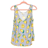 Soma White/Blue Striped/Lemon "You're The Zest" Pajama Top- Size M (We Have Matching Bottoms)