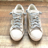 Nature Breeze Gold Metallic White Star Silver Shoe Lace Slip On Sneaker- Size 9