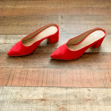 Gap Red Suede Block Heel Mules- Size 8