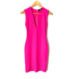 Lulus Hot Pink Deep V Fitted Dress- Size XS/S