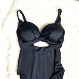 Swimsuits For All Black Padded Front Criss Cross Strap One Piece- Size 12