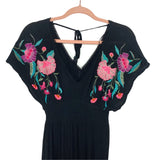 See And Be Seen Black Embroidered Maxi Dress- Size S