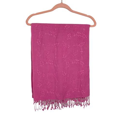 Hand Made In Nepal Pink Silk Pashmina Beaded Scarf