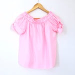 J Crew 100% Silk Pink Top with Bow Tie Sleeves- Size 2 (see notes)