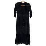 No Brand Black Crochet Button Up Cover Up Dress- One Size