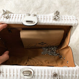 Patricia Nash White Floral Wicker Box Lamezia Bag (with optional chain and dust cover)