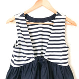 J Crew Navy Striped Ruffle Hem Tie Back Blouse NWT- Size XS