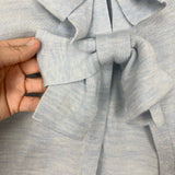 Club Monaco Light Blue Heathered Keena Bow Back 100% Wool Sweater- Size L (See Notes)