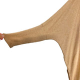 Cherish Tan Ribbed Knit Sleeves with Side Slits Top- Size S