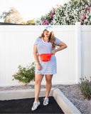 Universal Thread White & Blue Striped V-Neck Shirt Dress- Size XL