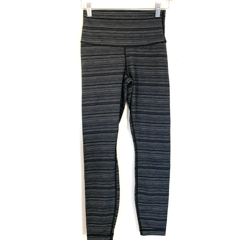 Lululemon Grey/Black Striped Crop Leggings- Size ~4 (Inseam 24")