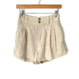 ASTR Khaki Button Up High Waisted Pleated Lined Shorts- Size S