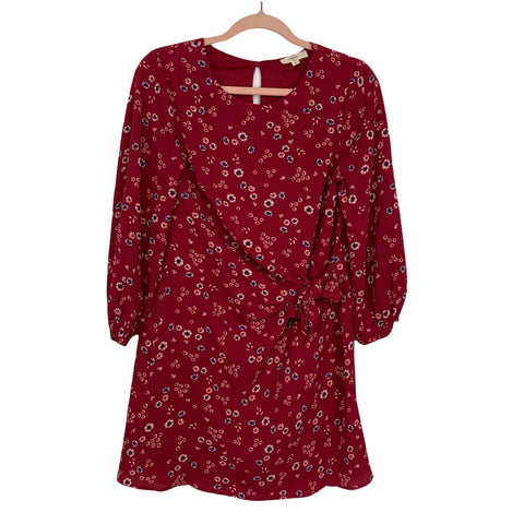 Entro Red Floral Side Tie Dress- Size S