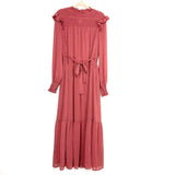 English Factory Mauve Smocked Swiss Dot Long Sleeve Belted Maxi Dress- Size M (sold out online)