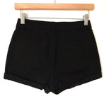 Life In Progress Black Denim Button Up Cuffed Shorts- Size 24