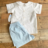 Lullaby Set White Button Up Back Top/Blue Shorts NWT- Size 3T
