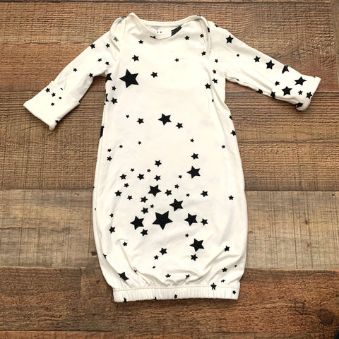 Mason Grey Mini Star Print Elastic Gown with Mittens- Size 0-3M