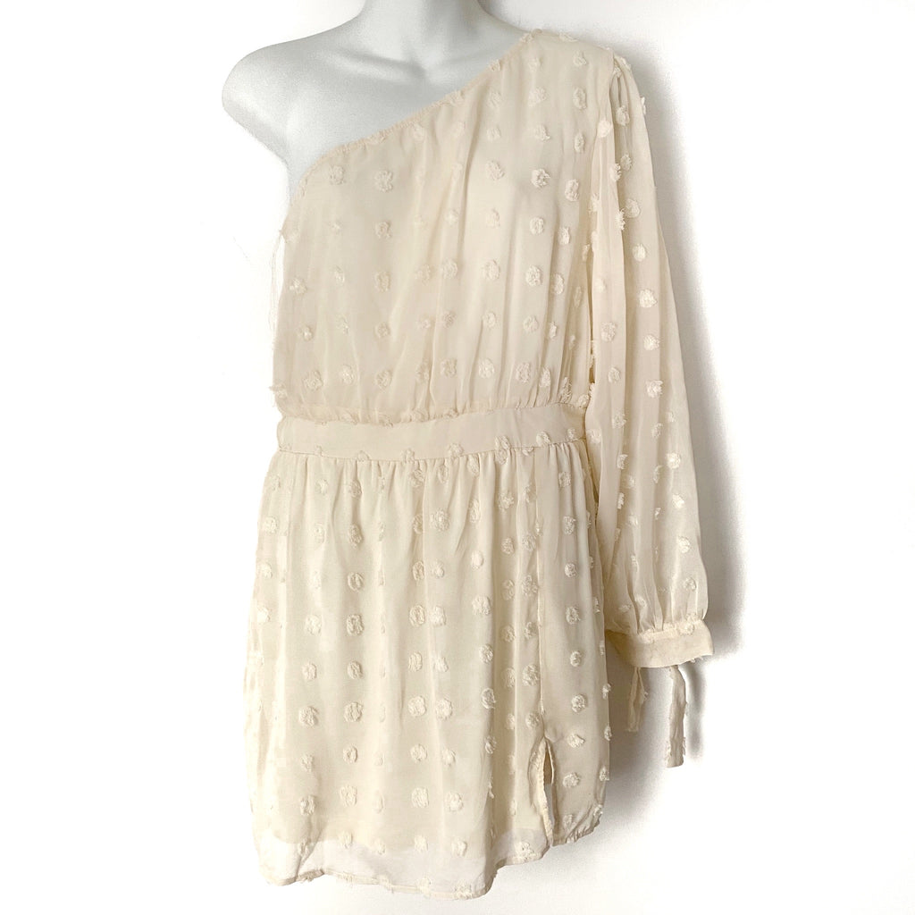 cream swiss dot dress NWT SIZE SMALL CREAM OFF WHITE Simplee Swiss Dot Lantern Sleeve Dress