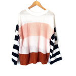 No Brand Color Block/Striped Bell Sleeves Sweater- Size M