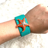 No Brand Turquoise and Coral Starfish Cuff Bangle