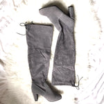 No Brand Grey Suede Over the Knee Boots- 7.5