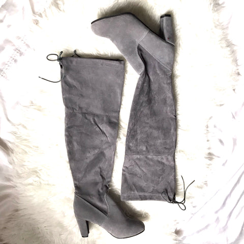 No Brand Grey Suede Over the Knee Boots- 7.5