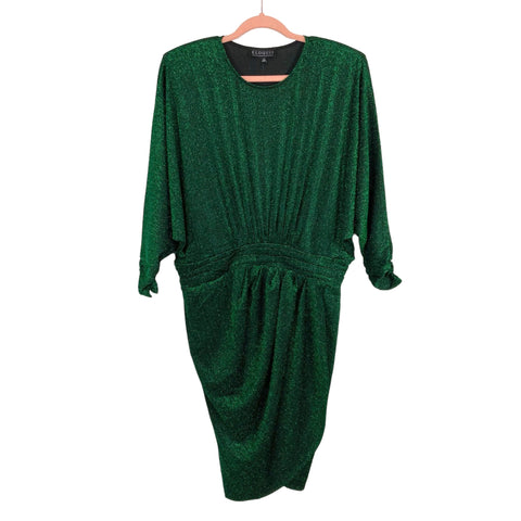 Eloquii Green Sparkle Dolman Sleeve with Shoulder Pads Tulip Skirt Mini Dress NWT- Size 14