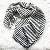 J. Crew Black and White Striped Scarf