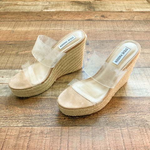 Steve Madden Clear Strap Espadrille Wedge- Size 8.5 (see notes)