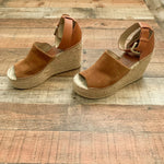 Marc Fisher Dark Natural Suede Adalyn Espadrille Wedge Sandals- Size 9