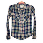 H&M Pink/Blue/Grey Flannel Top- Size 2