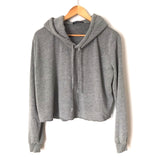 Brandy Melville Grey Hooded Cropped Sweatshirt- Size OS