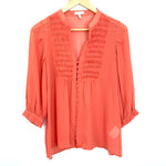 Joie Orange Button Up Peasant Blouse 100% Silk- Size XS