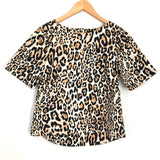 TOPSHOP Leopard Blouse Exposed Zipper - Size 4