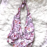 MinkPink Pink Floral Deep V Neck One Piece Swimsuit- Size S