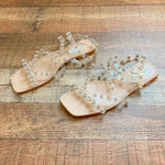 Steve Madden Clear Rhinestone Studded Strappy Sandals- Size 9 (see notes)