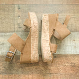 Time And True Camel Suede Like Cork Wedge- Size 7 (Like New Condition!)