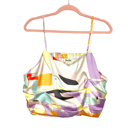 Open Edit Colorful Print Pleated Cropped Top- Size 1X (we have matching top and shorts)