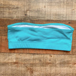 Missguided Aqua Ribbed Bandeau Top- Size 4