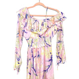 H&M Light Pink Floral One Shoulder Ruffle Long Sleeve Dress NWT- Size S