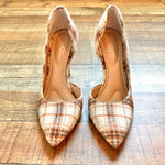 Jessica Simpson Camel/Cream Plaid Prizma D'Orsay Pumps- Size 7