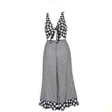 LPA Tie Front Jumpsuit in Gingham with Cutout- Size XS