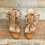Comfity Camel Studded Ankle Strap Block Heel Sandals- Size 8.5 (see notes)