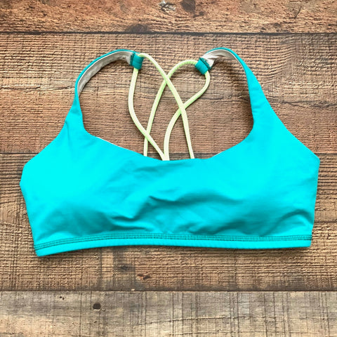 Lululemon Bright Blue Neon Straps Padded Sports Bra- Size 8