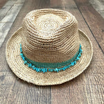 Wallaroo Hat Company Straw Hat With Turquoise Beads