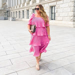 Vici Pink Pleated Ruffle Tiered Dress- Size XL (sold out online)