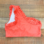 Chic Soul Orange One Shoulder Ruffle Sleeve Swim Top- Size XL (We Have Matching Bottom!)