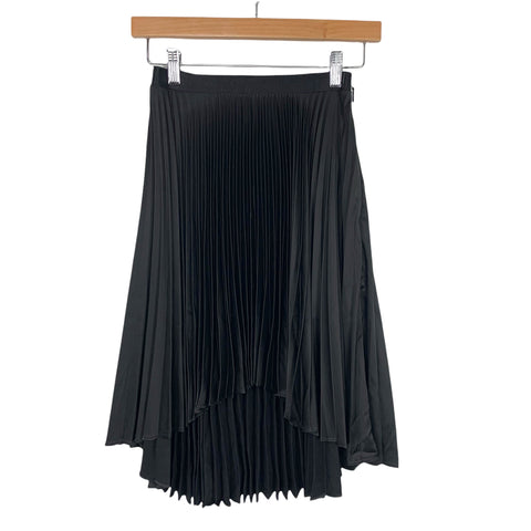Bebe Black Pleated Hi-Low Hem Skirt NWT- Size XXS